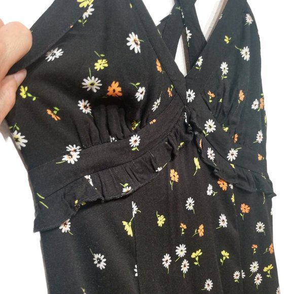 Forever 21 Floral Ruffle Slit Maxi Dress Size Med - Picture 3 of 12